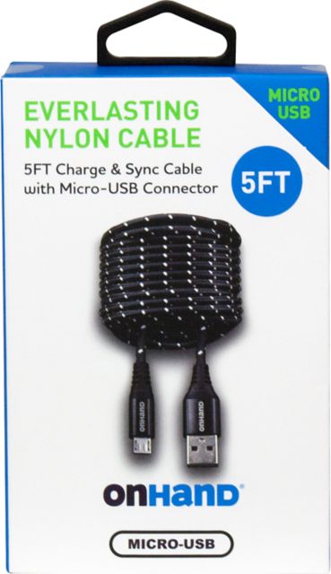 OnHand Charging CBL 5ft BP USB-A to Micro USB, Black - ONLINE ONLY