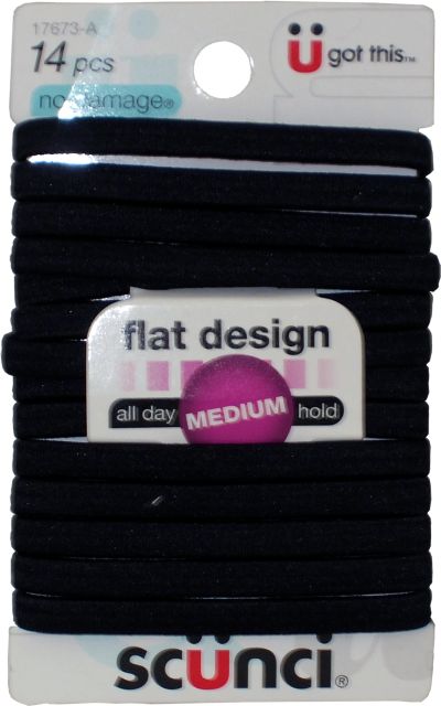 Scunci 14ct Flat Black Elastic Hair Bands